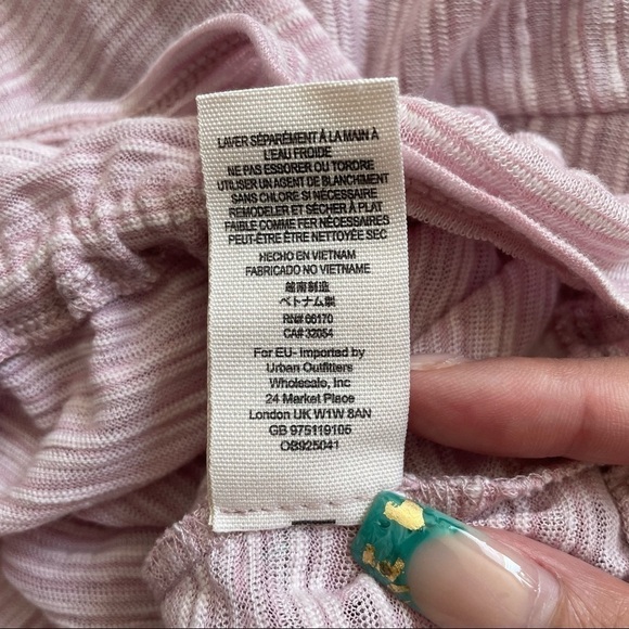 Free People Blouse Striped Top Cropped Pink M - Picture 9 of 13